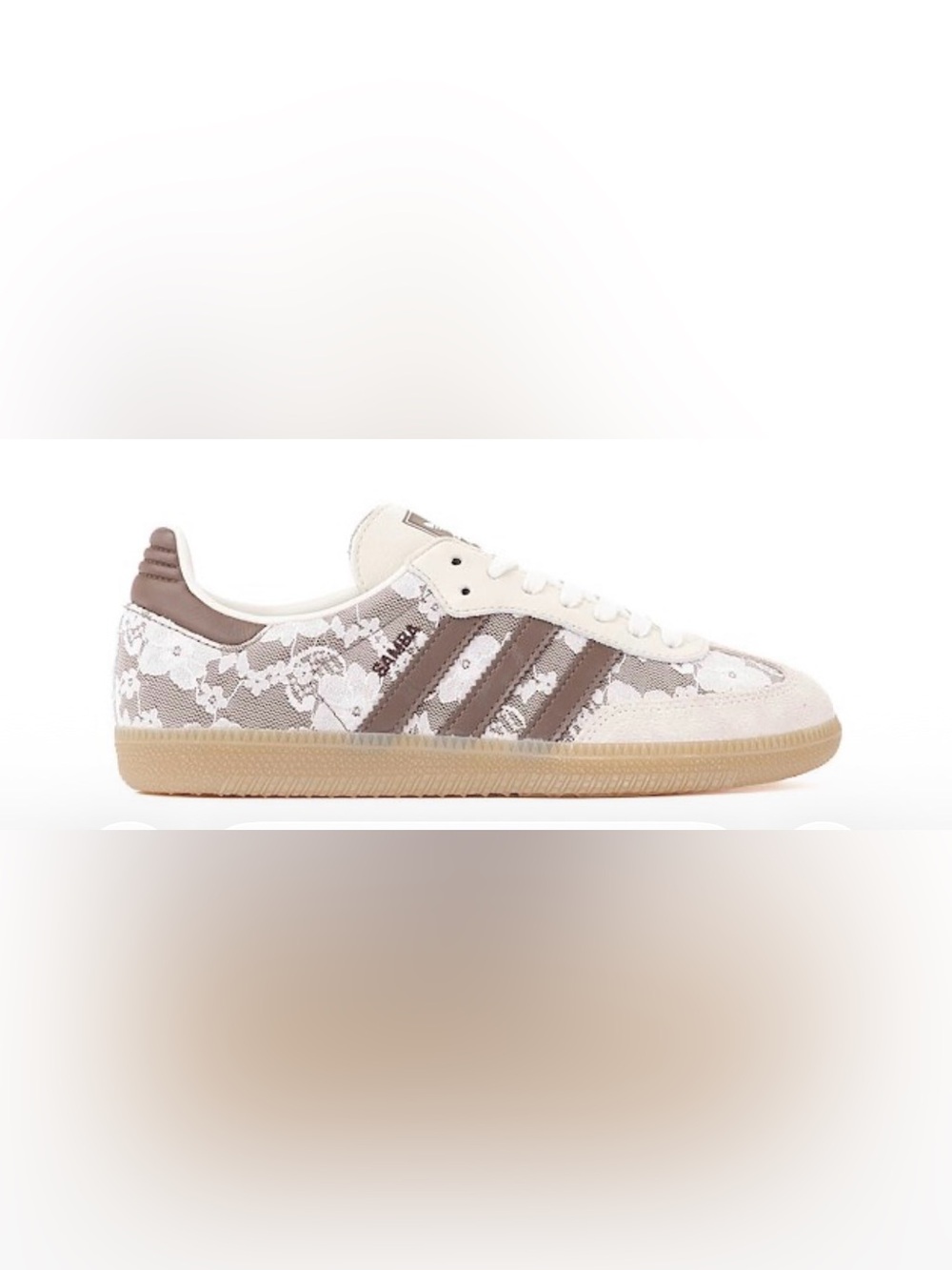 adidas Lace-Overlay Low Top Sneakers in Beige and White